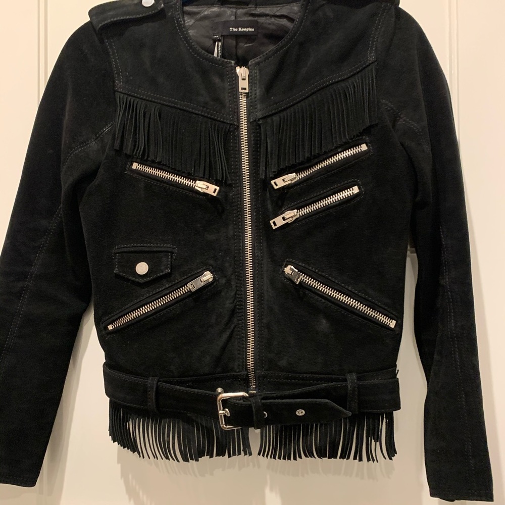 The kooples suede jacket with silver hardware
